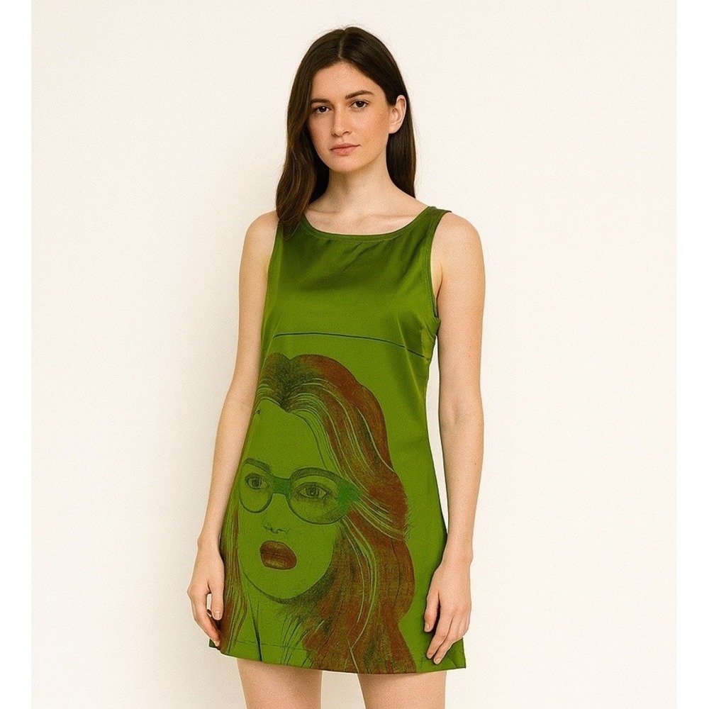 Urban Outfitters Dress SZ Medium Chic Glam Artsy Open Back Woman Face Graphic